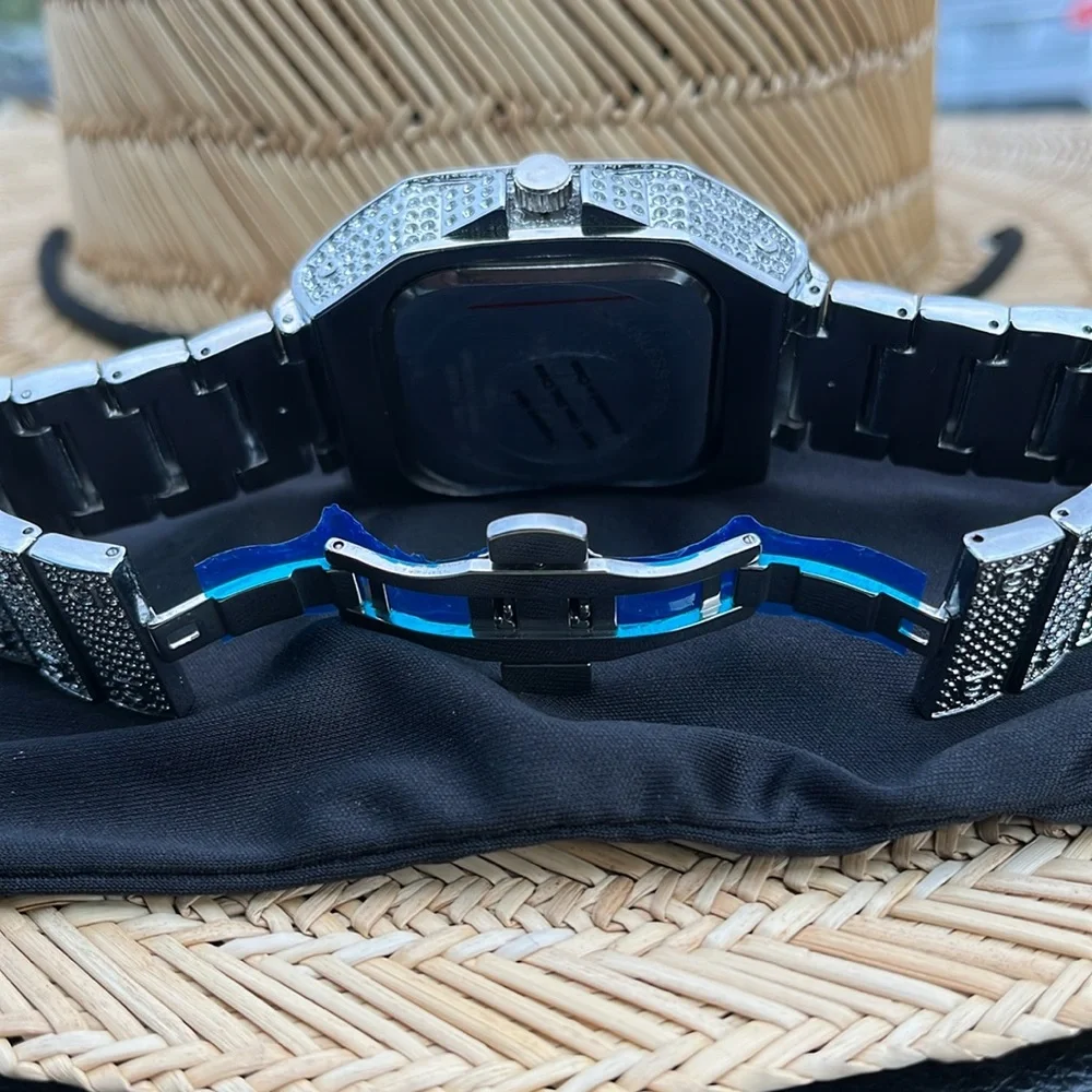 Montres Carlo quarts silver bling watch